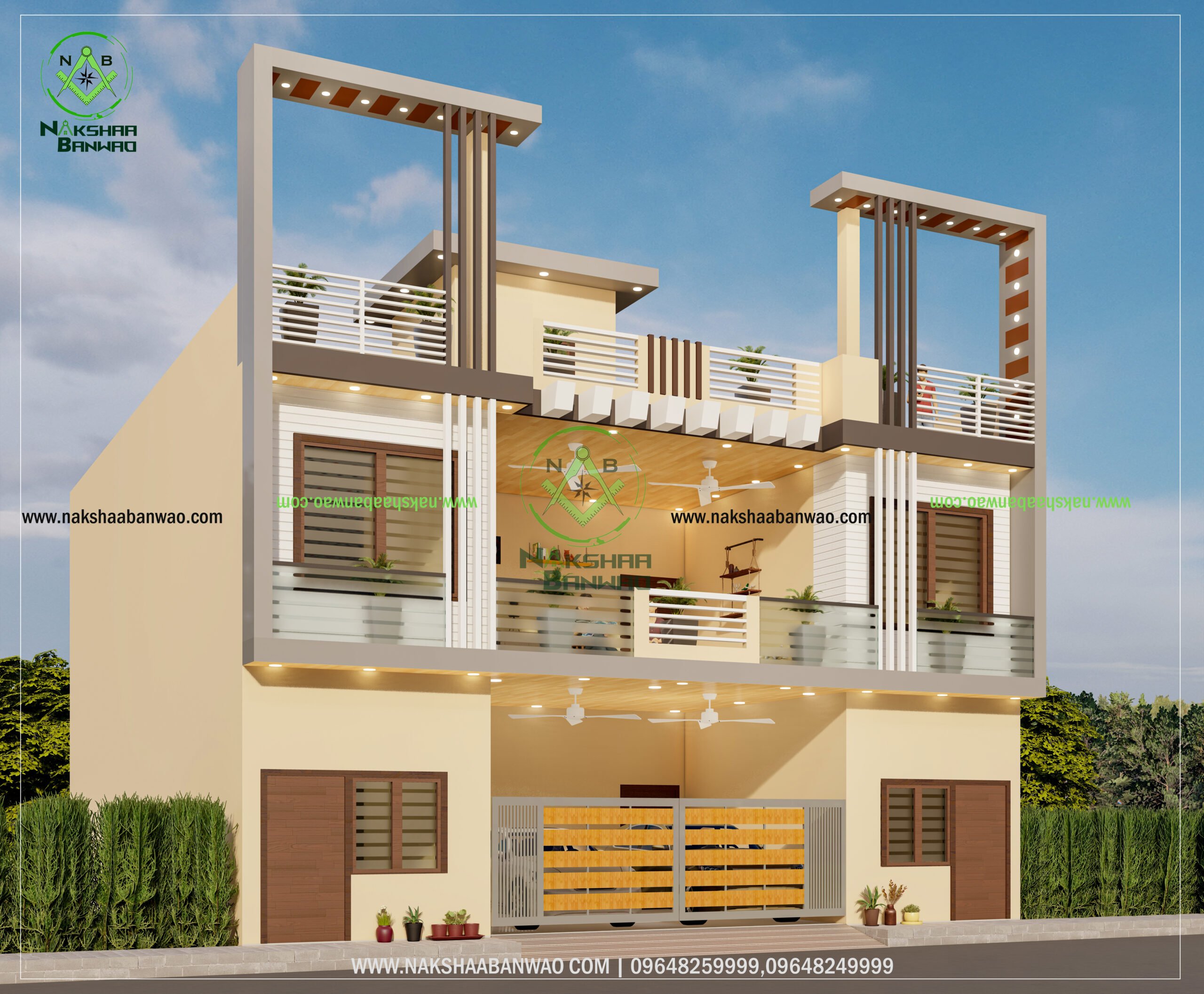 Leading Elevation and Floor plan at nakshaa banwao