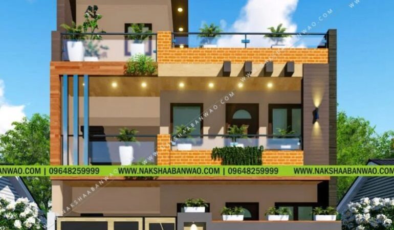 Modern house elevation 3D Elevation best architect in lucknow